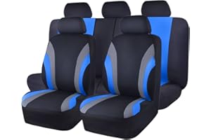 Car Pass 11PC Universal Fit Auto Sitz Bezug-100% Atmungsaktiv mit 5 mm Composite Schwamm Innen, Airbag kompatibel