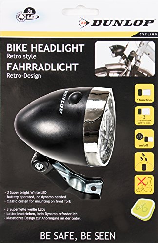 LED Fahrrad Frontscheinwerfer, 3 weiße LEDs, Retro-Design, ON/OFF-Schalter, batteriebetrieben - 6