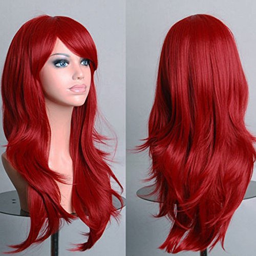 S-noilite® Women 23Inch Long Layer Full Head Wigs Cosplay Costume Party Fancy Dress Wine Red