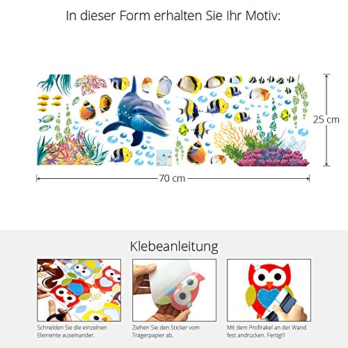 Grandora W5293 Wandtattoo Unterwasserwelt Delfin Fische Wanne Fliesen - 6