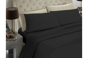 BANZAII TEXTILE INNOVATOR ONLINE Banzaii Completo Lenzuolo Matrimoniale, Nero 100% Microfibra Made in Italy, Lenzuolo Sopra 240 x 290 cm, Lenzuolo Sotto 160/170 x 190/200 x 25 cm, 2 Federe 52 x 82 cm