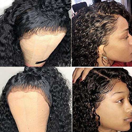 Andria Brazilian Human Hair Wigs Short Bob Loose Deep Curly Glueless Full Lace Wig Baby Hair Bleached Knot Preplucked Hairline 150% Density Natural Color For Black Women 10 Inch