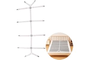 Batheidon Bettlakenspanner Verstellbar, Elastische Betttuch Spanner mit Metallclip für Matratzen und Sofas, Bettlakenhalter für Knitterfreie Bettwäsche, Weiß