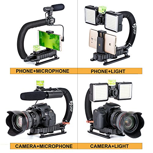zeadio 2-in-1 multifunzionale tripla hot-shoe stabilizzatore palmare smartphone video Rig