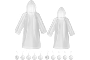 AXNSATRE Rain Poncho Waterproof Adult Kids - 10 Disposable Rain Ponchos Family Pack, 5 Adult Poncho+5 Kids Plastic Rain Poncho for Festival, Emergency, Cycling, Hiking