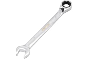 DAKCOS Reversibili chiave combinata a cricchetto 13 mm - chiave combinata metrica a cricchetto in CR-V con finitura cromata opaca