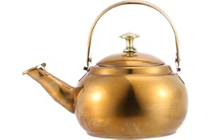 BESTonZON Bollitore in acciaio inox per induzione, bollitore per caffè, teiera, colino per tè, cucina, casa, caffè, campeggio, fornello a gas, colore: oro
