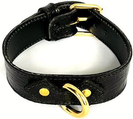 Slap Leather Black Crocodile Print Collar with Large D Ring