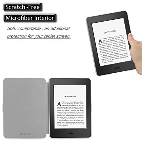 Infiland Amazon Kindle Paperwhite Litchi Falte Case Hülle – Ultra Slim Leder Schutzhülle Tasche hülle Case für Amazon Kindle Paperwhite (geeignet für alle Vorgängermodelle von 2012, 2013, 2014 und den neuen Kindle Paperwhite 2015 mit 300 ppi-Display, 6″ Bildschirm, und integrierter Beleuchtung), Mit Auto-Sleep / Wake-up-Funktion, Marmor - 5
