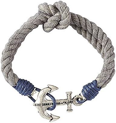 Icon Brand Men's Grey Twisted Cord Captain Crunch Anchor Closure Bracelet
