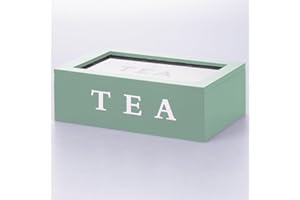 GALILEO Scatola porta tè e tisane, 6 slot interni, colore verde salvia, Sibilla