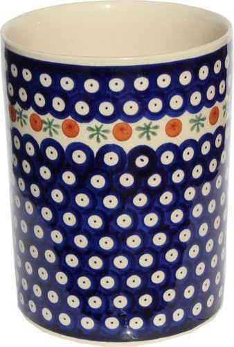 Polish Pottery Utensil Jar From Zaklady Ceramiczne Boleslawiec #832-41, High: 7" Diameter: 5.9"