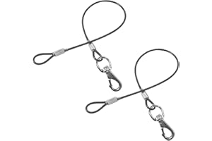 Mi Metty 2Pack Hundeleine Verlängerungsseil Kausicherfest Metall Kabel Leine,Hochbelastbar Trainingsleine Hundeleine Große Mittelgroße Hunde (Schwarz+Schwarz, 20 inch/50 cm)