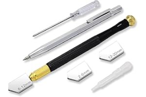 Cyleibe Glasschneider für 2-20 mm Glas Schneider Diamantschneider Glas Cutter mit Ergonomischer Griff Professionelle mit 3 Glasschneidkopf Öltropfer und Schraubendreher, für Glass Akkurate Schnitte