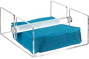 Niciksty Servilletero Acrílico Transparente con Peso, Servilletero de Cóctel, 17,8 x 17 x 8,9 cm