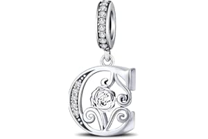 HappyStar Lettre Charme de L'alphabet Argent Sterling 925 Rose Alphabet Initial Dangle Charm Pendentif Charms Fit pour Pandora and bracelet européen