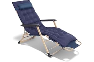 SPRINGOS Chaise Longue de Jardin Extra Haute avec accoudoirs - Fauteuil de Relaxation extérieur Pliable, Chaise Longue inclinable avec Coussin, idéale pour Le Balcon et la terrasse