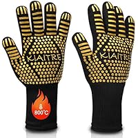 Kiaitre Grillhandschuhe 800℃ Extrem hitzebeständig - Flexible Ofenhandschuhe 12,5" rutschfeste Silikon-Kochhandschuhe…
