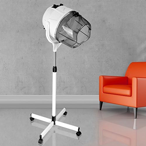 Funtell Professional Stand Up Hair Dryer with Timer &amp; Swivel Hood Caster for Salon—White