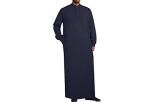 YAOHUOLE Hommes Coton Lin Caftan Abaya Homme Jelaba Homme Musulman Robe Longue Homme