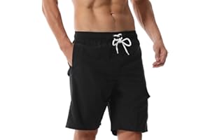 fovdtaa Short de bain pour homme avec doublure de compression à séchage rapide extensible 2 en 1 avec poches zippées