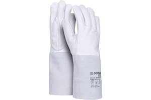 DONAU SAFETY Rękawica spawalnicza ze skóry koziej do spawania TIG/rozmiar 11, 1 para/Softouch, bardzo miękkie i przyjemne/rękawice robocze skóra/skórzane rękawice ochronne/białe/szare