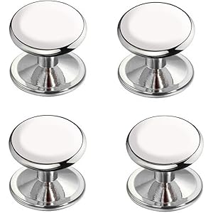 VAMA FASHIONS Silver White Cufflinks Tuxedo Blazer Suit Kurta Buttons Cuff Links Shirt Studs for Men