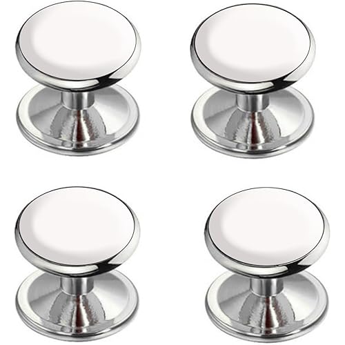 VAMA FASHIONS Silver White Cufflinks Tuxedo Blazer Suit Kurta Buttons Cuff Links Shirt Studs for Men