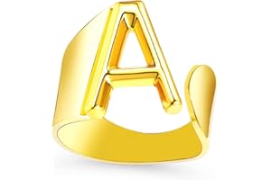 Only faith Anillos de letras iniciales acero inoxidable ajustable, Anillos abiertos de letras para mujer, joyería de moda