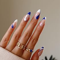 Sethexy Falsche Nägel Mandelform – Braun French Tip Mit Strass, 24 Stück, Inkl. Zubehör