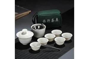 VIXDA Kinesisk rese-king-fu-te-set, vit keramik, bärbar tekopp, porslinsservis, gaiwan-mugg för ceremoni, tekanna, teservis