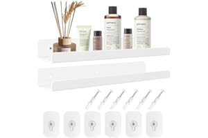 GEBRAZY Lot de 2 étagères murales, 30 x 10 x 4 cm, en acrylique, transparentes, sans perçage, pour chambre à coucher, chambre d'enfant, salon, salle de bain, cuisine, rangement et organisation (White)