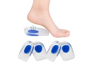 OOLIFE 4 Pezzi Talloniera per Tallonite Donna Uomo, Cuscinetti per Tallone, Inserti per Scarpe in Silicone per Fascite Plantare e Dolori di Achille, (Blu, Taglia 40-46)