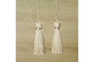 TEXTILE PLAZA 70 Colours Luxury Silk Soft Thread Tassels Latkans Cushion Sewing Craft Curtains (1 Pair / 2 Tassels, Ivory/Cream T302)