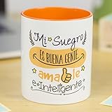 Taza de porcelana La mente es maravillosa - Taza con Frase y dibujo divertido (Mi suegro es buena gente, amable e inteligente) Regalo Suegro