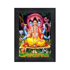 PnF Lord Dattatreya Religious Wood Photo Frames with Acrylic Sheet (Glass) for Worship/Pooja(photoframe,Multicolour,8x6inch)-22382