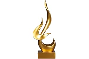 Uziqueif Flamme deko Gold skulptur Wohnzimmer modern Abstrakte Art wohnungs büro Dekoration,Harz,H 39cm Figuren,Golden