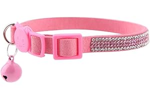 SHEENS Collier Chat, Collier Chaton Collier Chat Anti étranglement Bande dessinée Mignonne coloré Bling Collier Cuir Chien Chat Boucle réfléchissante Collier Rapide(Rose XS)