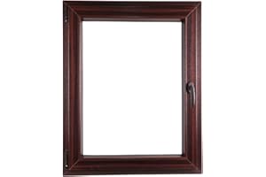 ALUCON Fenster 700x800 mm – Kunststofffenster 70x80 cm – Flügelfenster Innen Mahagoni/Außen Mahagoni – DIN Links