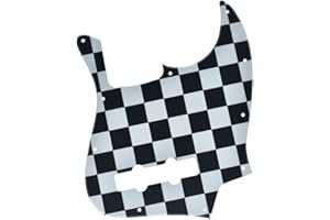 KAISH 4-strunowy J basowy Pickguard Bass Pick Guard Scratch Plate for Jazz J Bass Made in USA/Mexico Black/White Grid