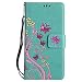 Produktbild LG G5 Hülle, Chreey Prägung [Glitzer Schmetterling] Leder Wallet Tasche Stoßfest Flip Case Hochwertig Handy Etui Elegant Cover [Grün] + Ständer Kartenfächer
