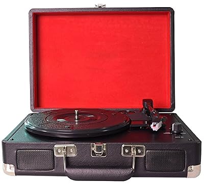 Digitnow! Belt-Drive 3-Speed Portable Stereo Turntable with Built in Speakers, Supports RCA output/3.5mm Aux-in / Headphone Jack / MP3 , Mobile Phones Music Playback USB Vinyl Turntable Record to Mp3 CD Converter