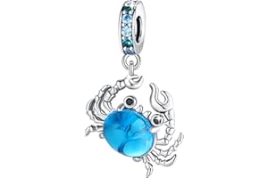Symretie Damen 925 Sterling Silber Charms Anhänger - Blau Meerestiere Bead Charms für Armbänder Halskette