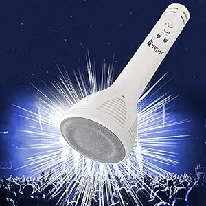 ACESQUARE Design 2 Handheld Microphone Mic with Audio Recording Bluetooth Speaker & Karaoke Feature for All Android Smartphones. (White)