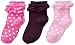 FOOTPRINTS Organic cotton Baby Girls Frill Socks- 12-24 Months - Pack of 3 pairs (Pink, Violet) RS.330.00