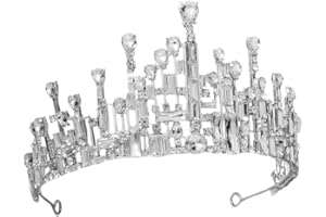 Lurrose Silver Rhinestone Baroque Crown Ice Snow Crown Vintage Gothic Wedding Tiara for Women Bride Birthday Party Prom Halloween Christmas