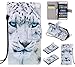 Produktbild Nancen Huawei P8 Lite / P8 Mini (5 Zoll) Hülle / Handyhülle, Painted Tier PU Leder Tasche Schutzhülle Case Lederhülle Flip Cover mit Standfunktion, zwei Kartenfächer und Eine Brieftasche Etui [Weiß Leopard]