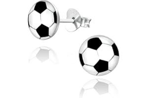 DESIGNER INSPIRATIONS BOUTIQUE Football/Soccer Stud Earrings/Pair of Ear Studs for Children Kids Boys Girls Teenagers Women - 925 Sterling Silver - Ideal Small Children's Earrings - 5MM 7.5MM