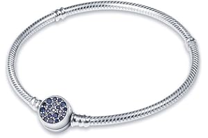 KUNSIR Joyería Pulsera de Mujer plata 925 Compatible con Abalorios, Serpiente Pulsera Compatible con Pandora Abalorios,Los Mejores Regalos para Chicas B2