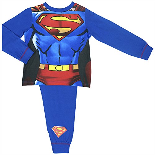 Boys Superman Pyjamas with Detachable Cape - Ages 2-8 Years - 7-8 Years / 128 cm